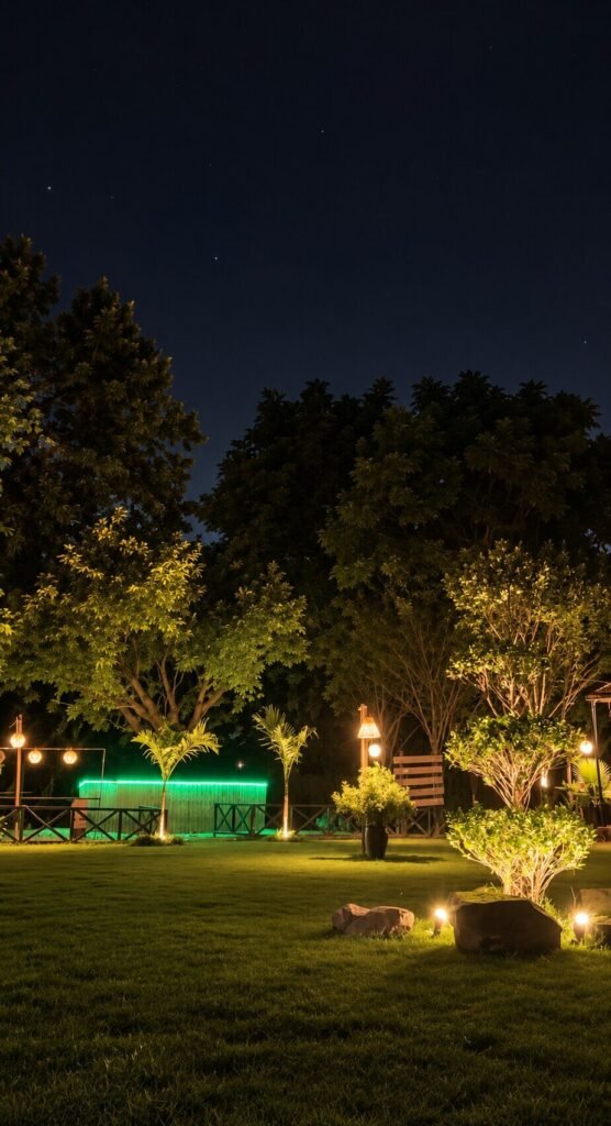 The garden at night
