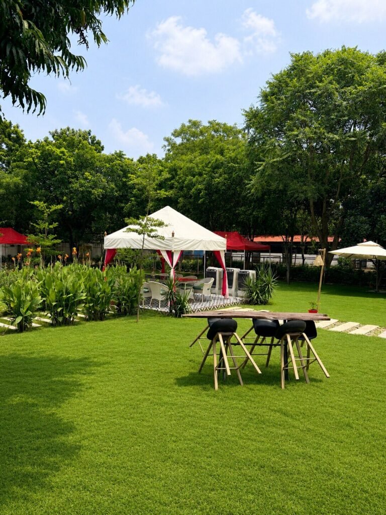 Lawn and cabanas